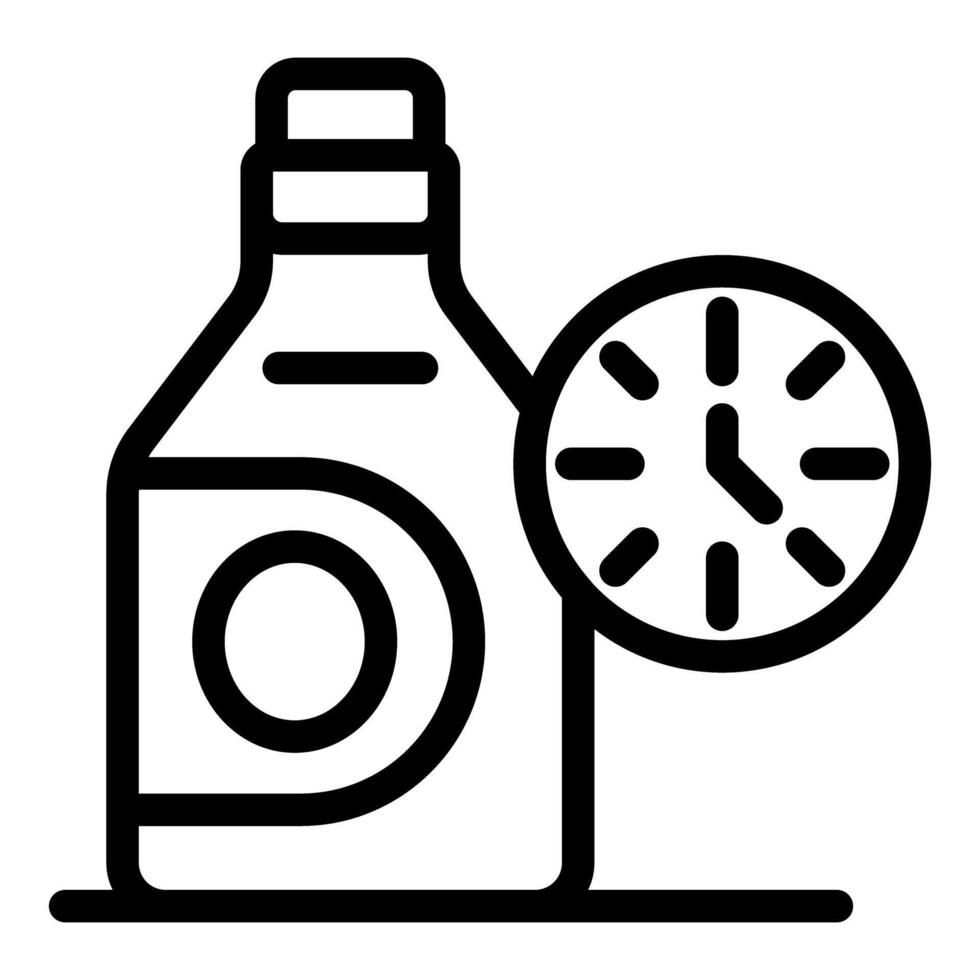 Washing machine detergent bottle showing washing time icon vector