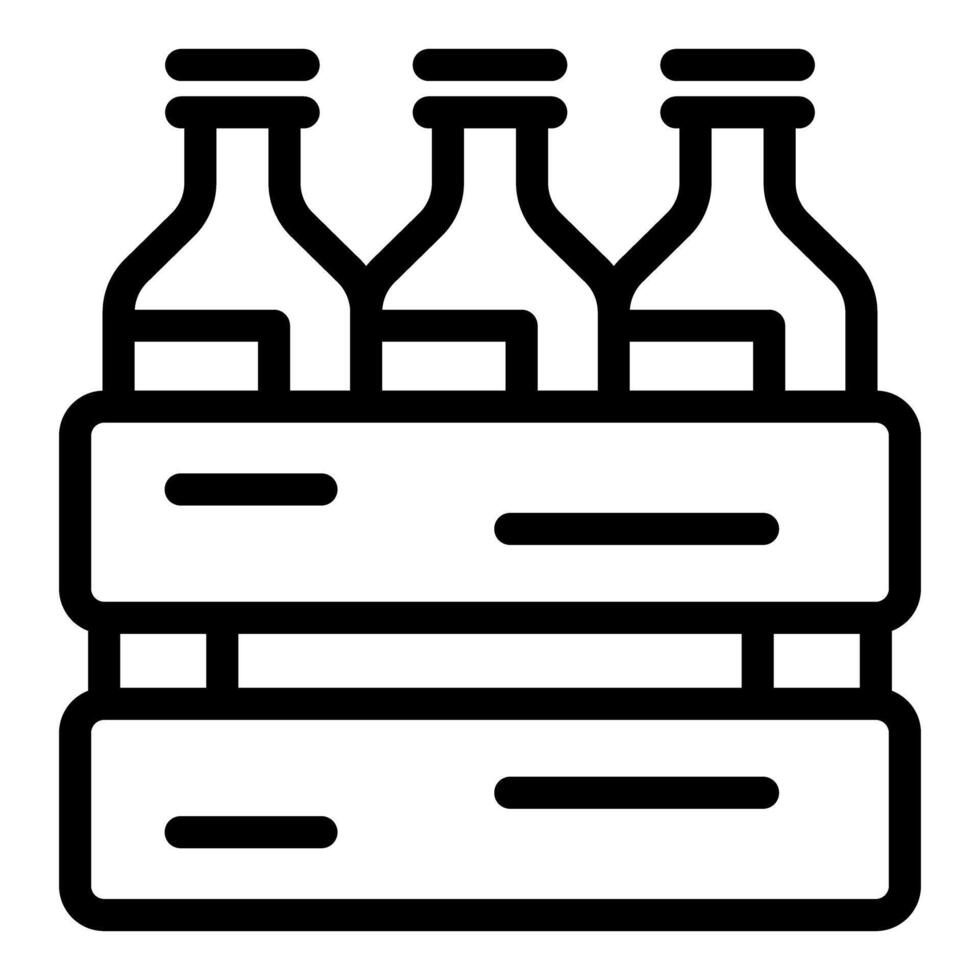 Storage box holding three glass bottles with caps vector