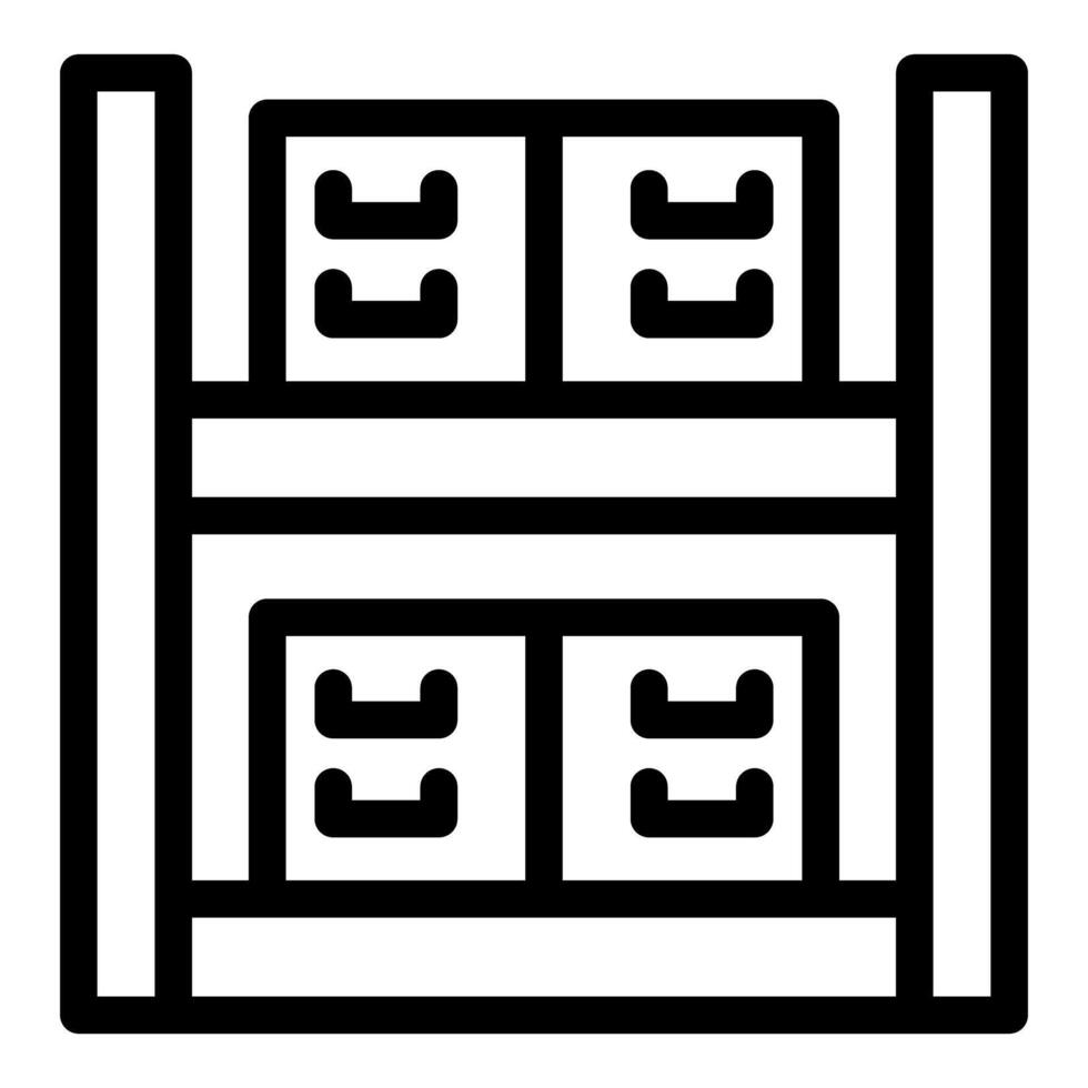 Warehouse storage icon depicting boxes on shelves vector