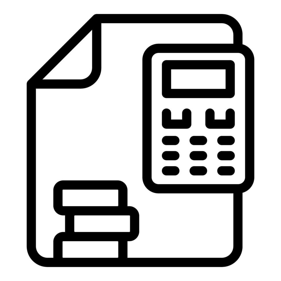 Calculator performing calculations on financial document with coins vector