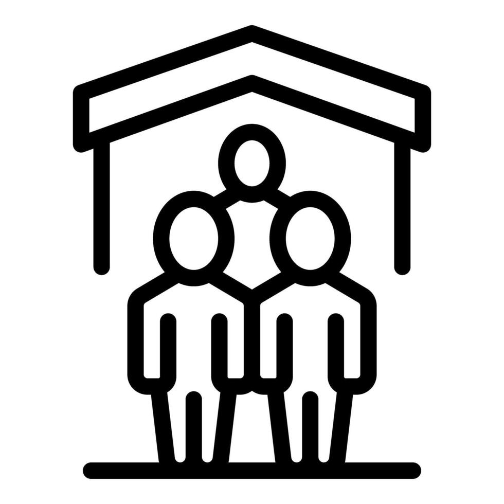 Three businessmen standing together under a roof teamwork concept vector