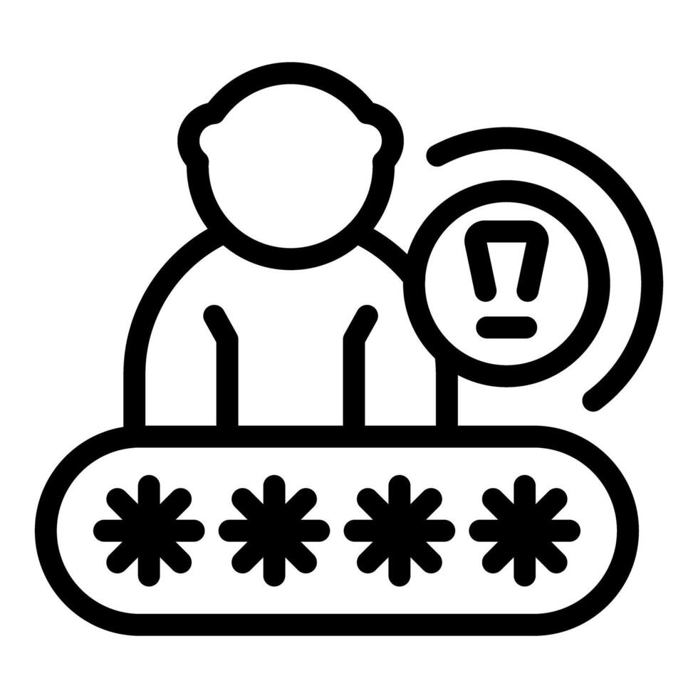 Person having trouble remembering password with notification sign vector