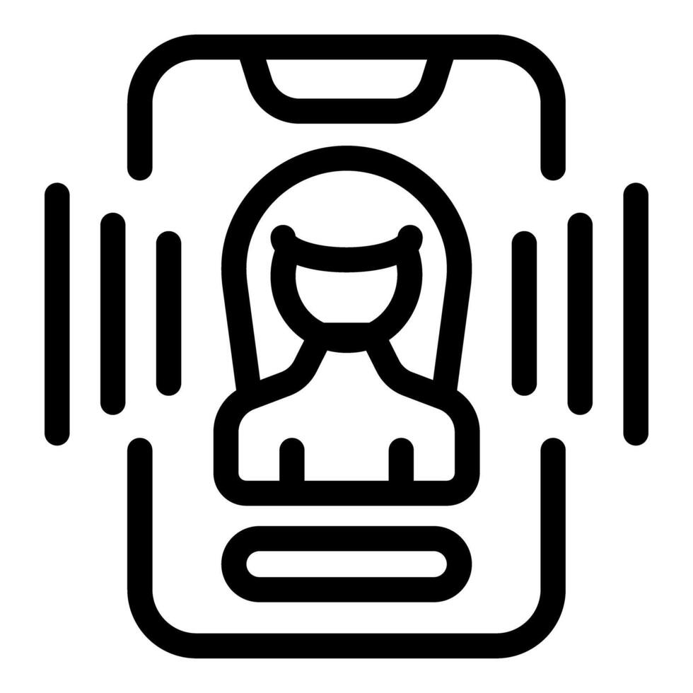 Woman character being scanned by smartphone for facial recognition vector