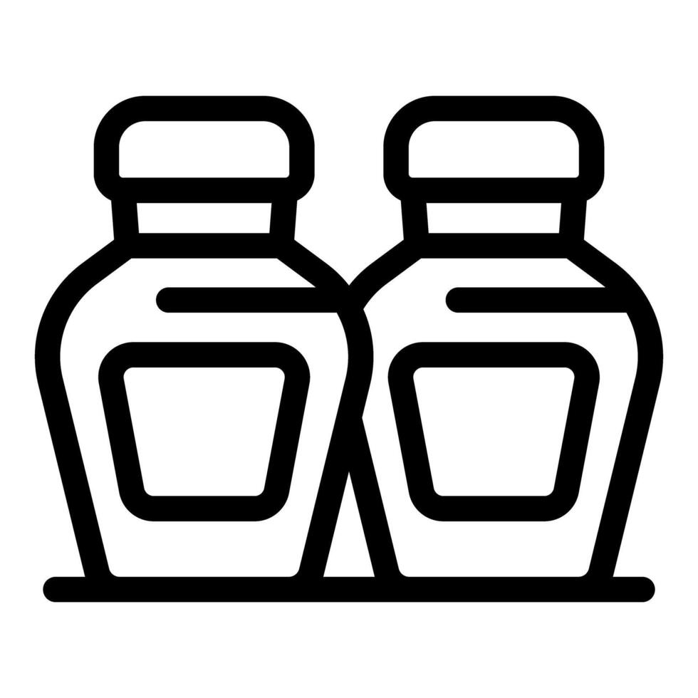 Set of two bottles standing together on shelf with blank label for branding vector
