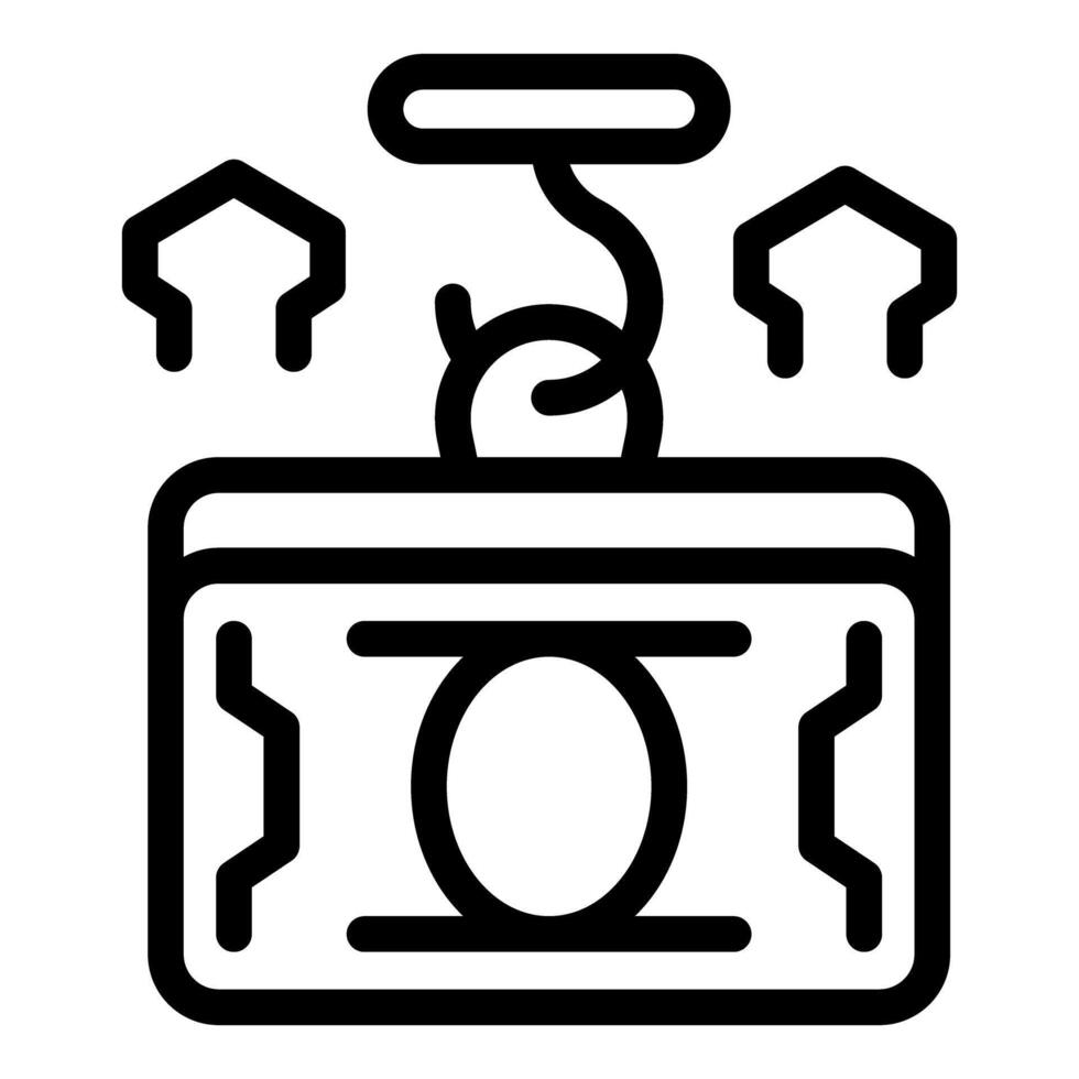 Crane lifting money concept icon outline style vector