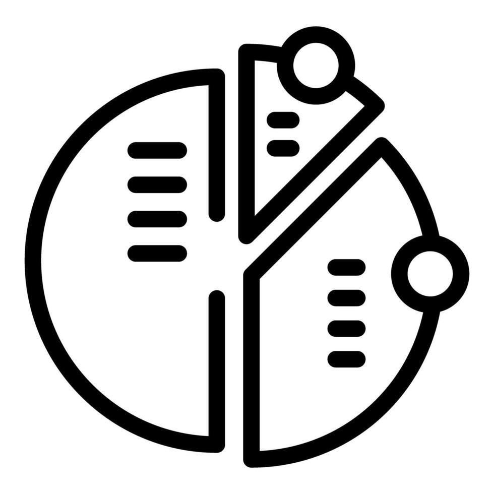 Pie chart showing data analysis with lines and circles vector