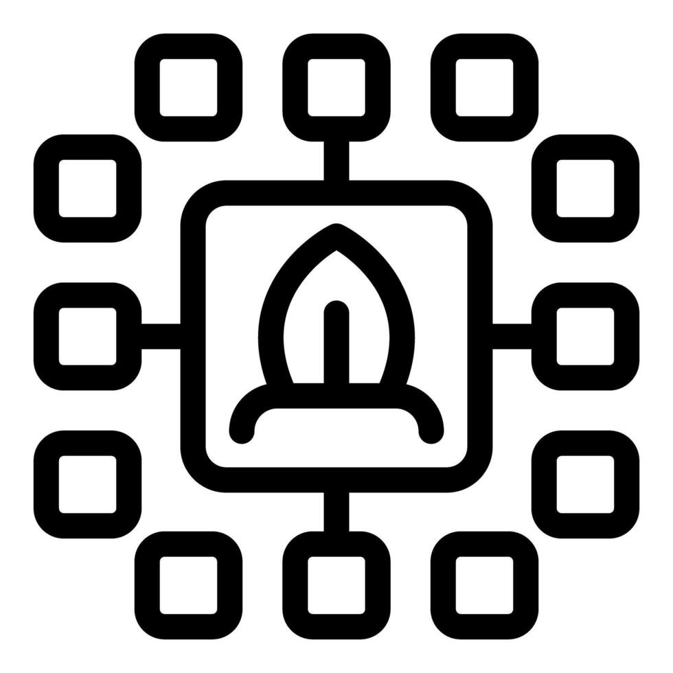 Digital ecosystem connecting data points with a central plant icon vector
