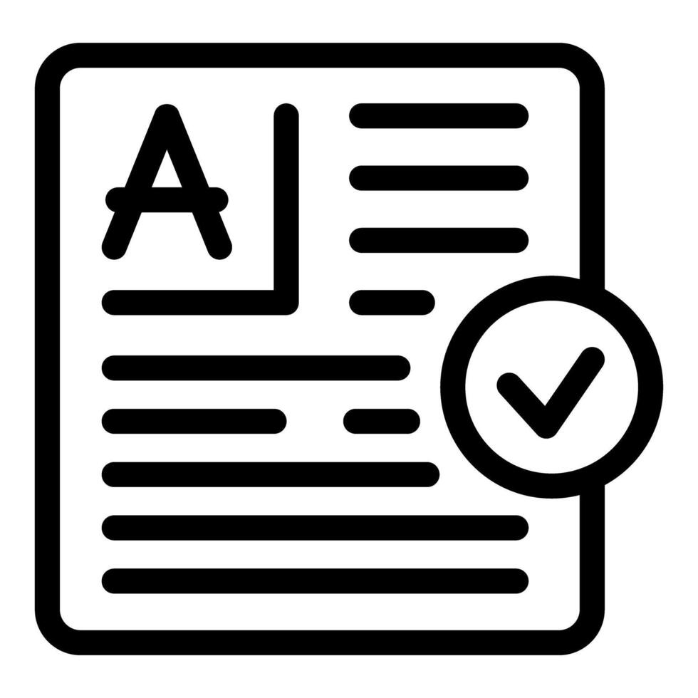 Proofreading document showing approved content with check mark icon vector