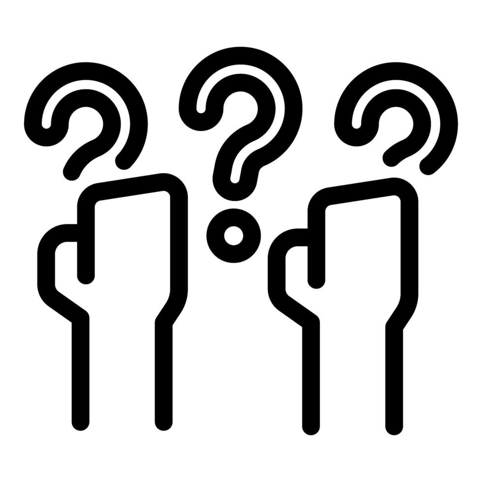 Audience asking questions during conference with question marks above heads vector