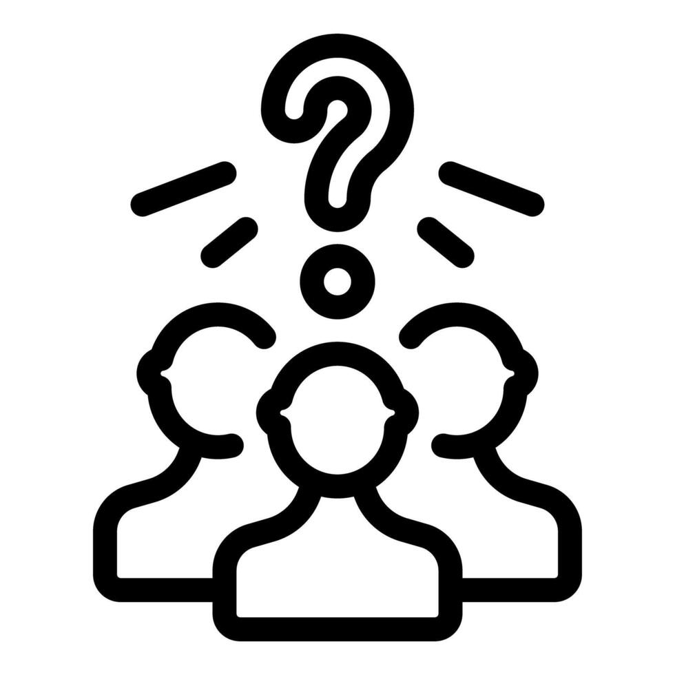 Group of people thinking, brainstorming with question mark symbol vector