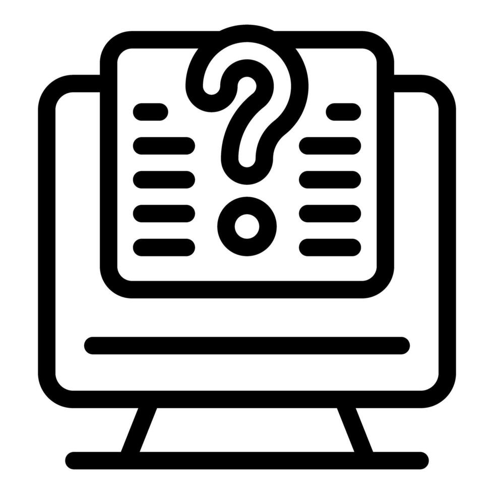Computer showing online survey with question mark vector