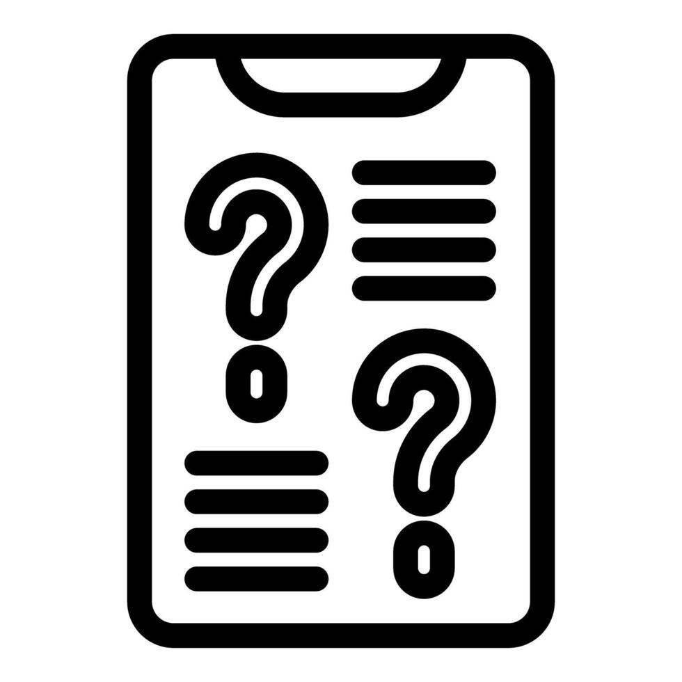 Smartphone showing online survey with question marks and options vector
