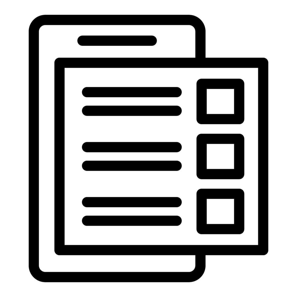 Icon of a smartphone displaying an online survey with empty checkboxes vector