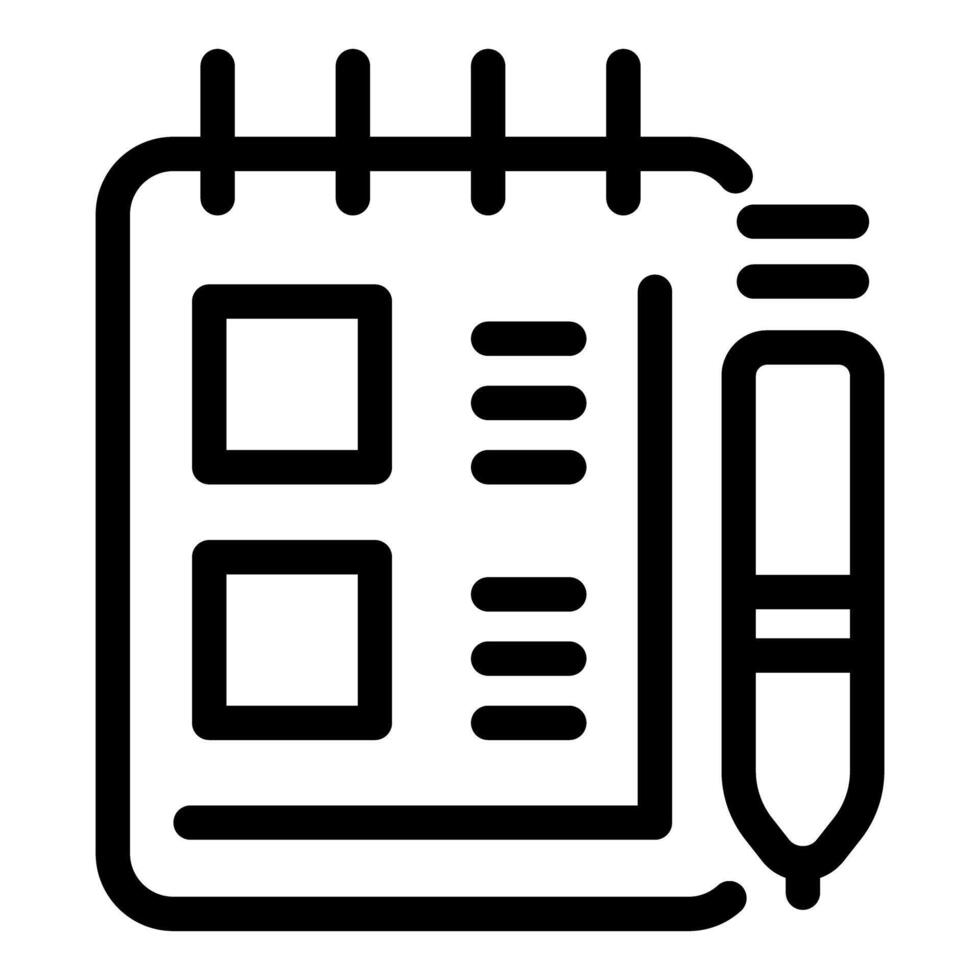 Notepad with pen, writing business strategy and taking notes vector