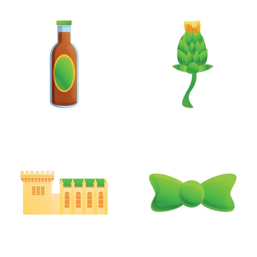 Irish celebration icons set cartoon . Various symbol of saint patrick day vector