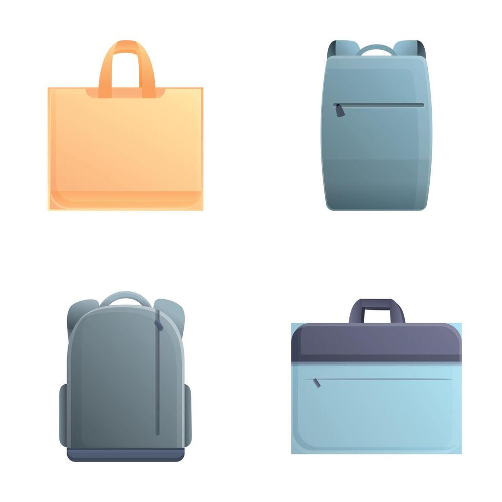 Baggage icons set cartoon . Different type of bag vector