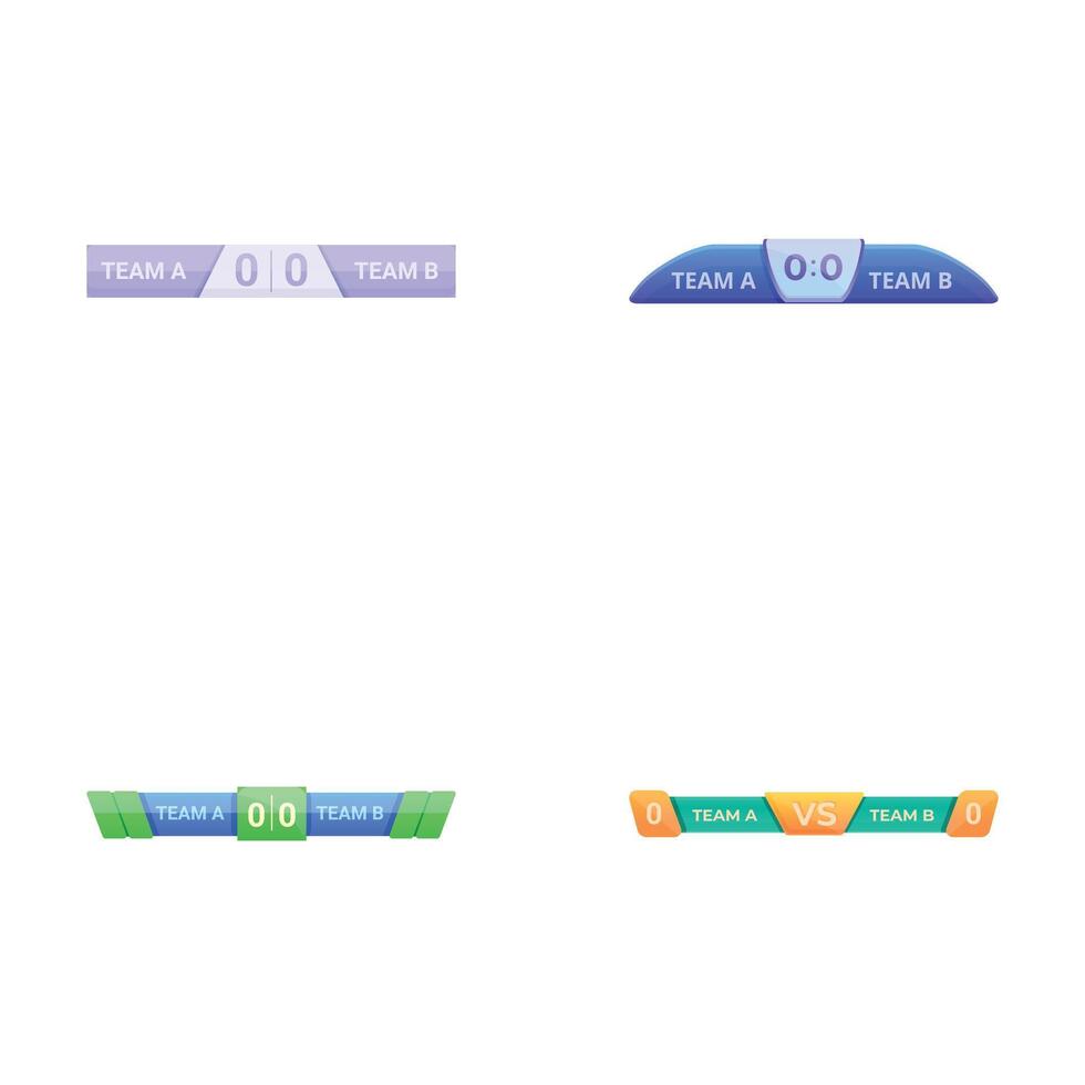 Scoreboard icons set cartoon . Various scoreboard with result display vector