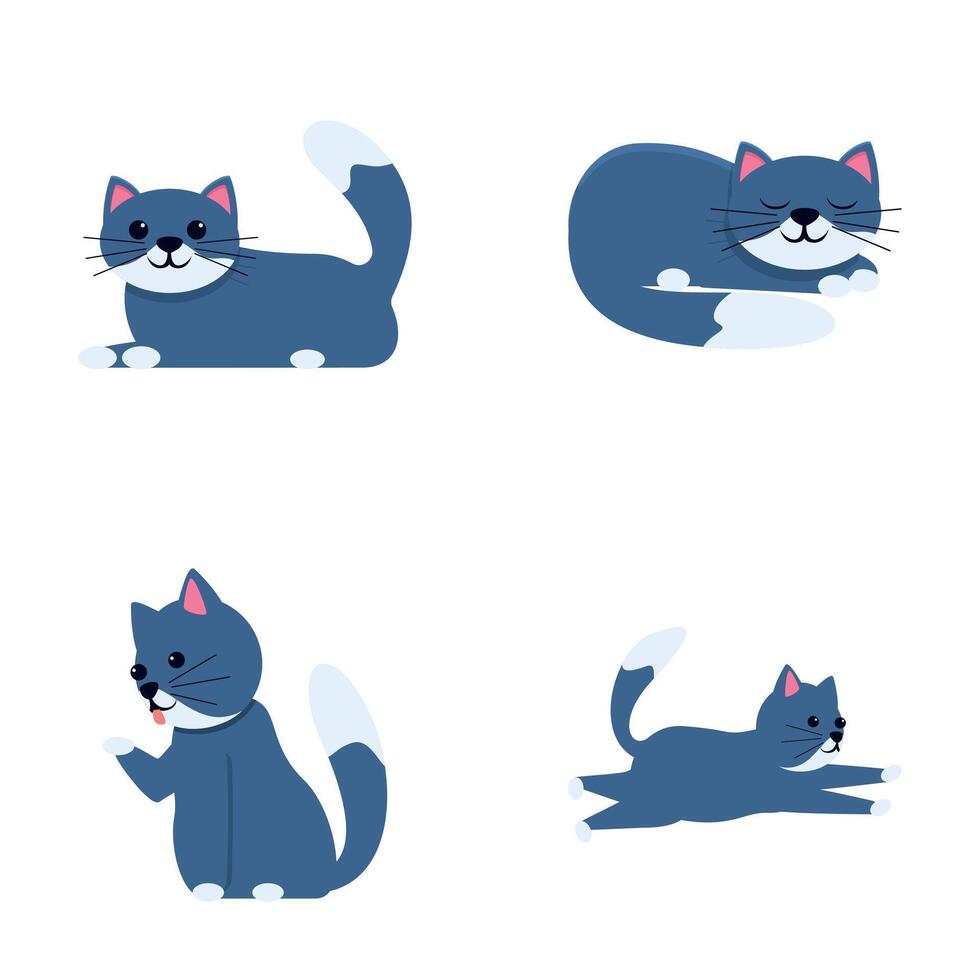 Various cat icons set cartoon . Cute cartoon cat vector