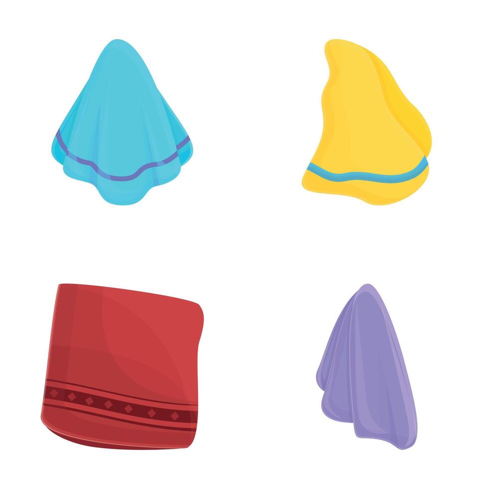 Colorful handkerchief icons set cartoon . Various cotton handkerchief vector