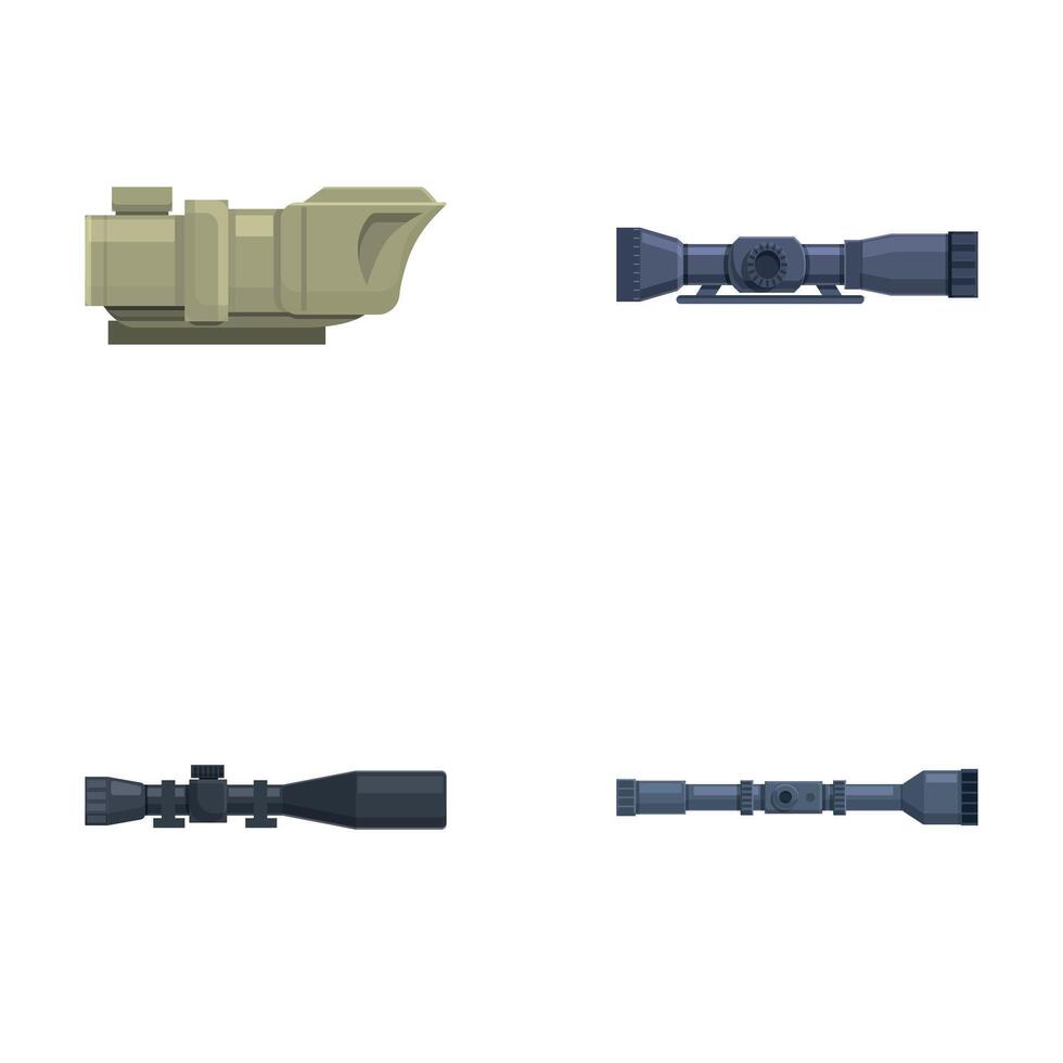 Optical sight icons set cartoon . Various sniper optical sight vector