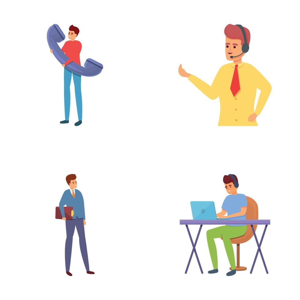 Distance learning icons set cartoon . People during educational process vector
