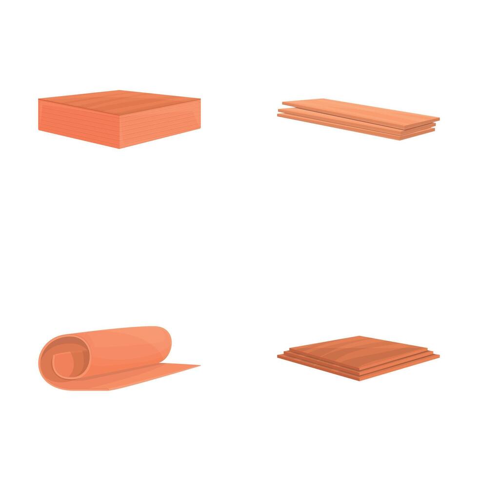 Floor material icons set cartoon . Timber plank such as parquet laminate vector