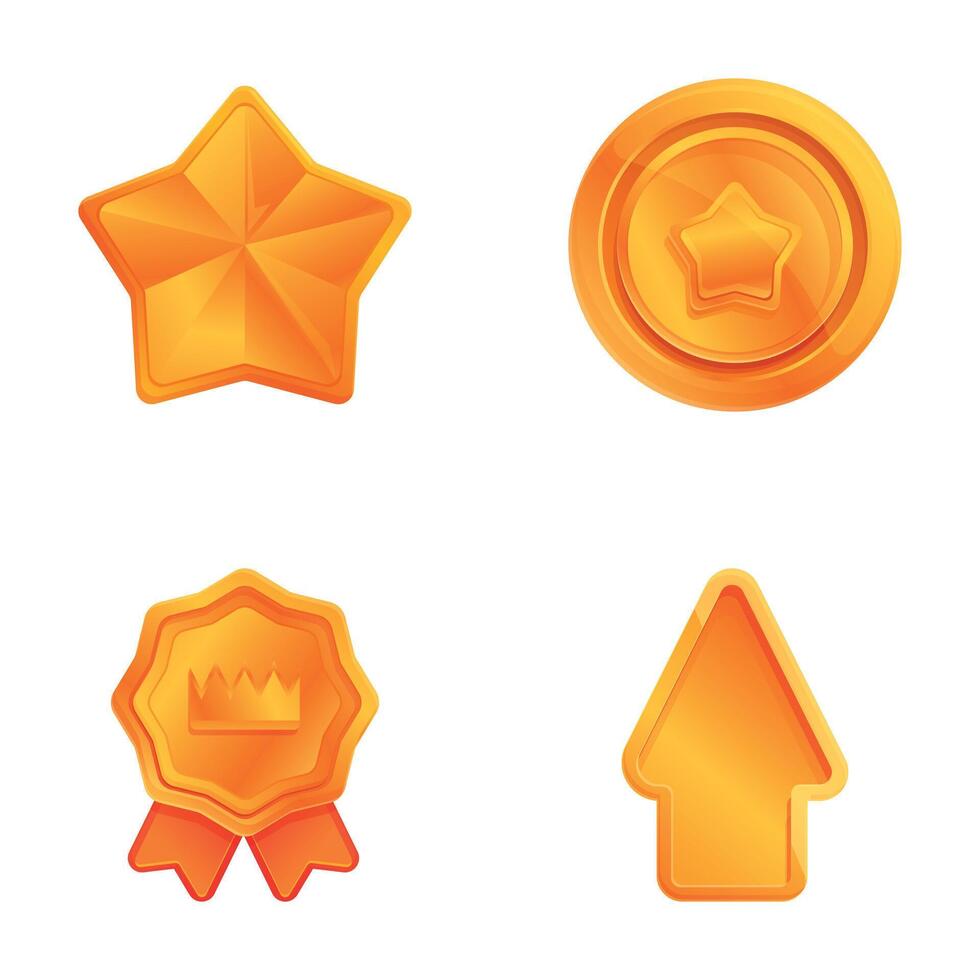 Ranking icons set cartoon . Various type of trophy and award for winner vector