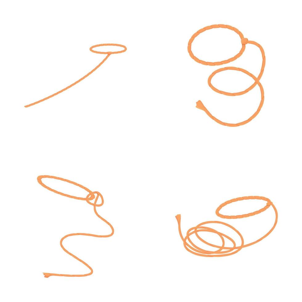 Various lasso icons set cartoon . Lasso for lassoing wild horse and cattle vector