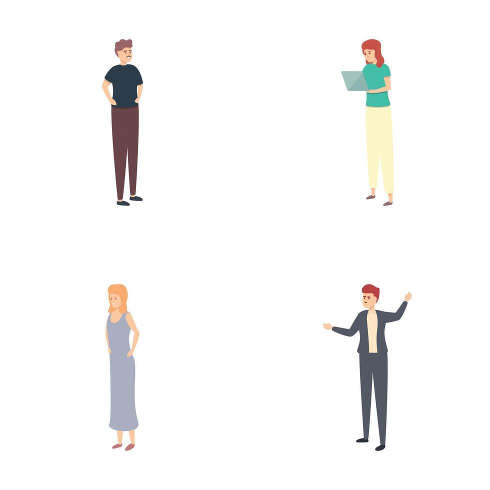 Event organizer icons set cartoon . People work together planning an event vector