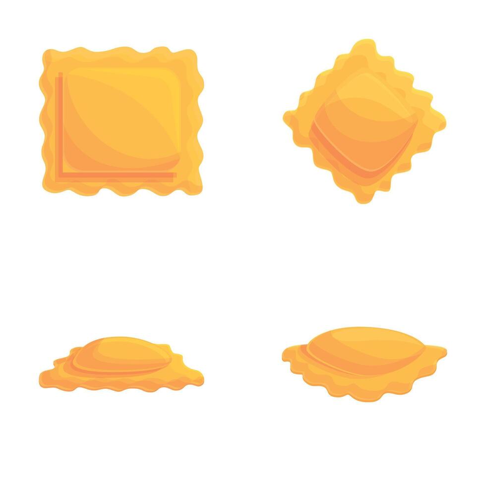 Various ravioli icons set cartoon . Ravioli of different shape vector