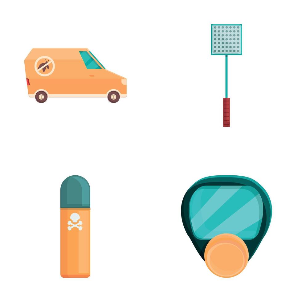 Pest control icons set cartoon . Professional insect control service vector