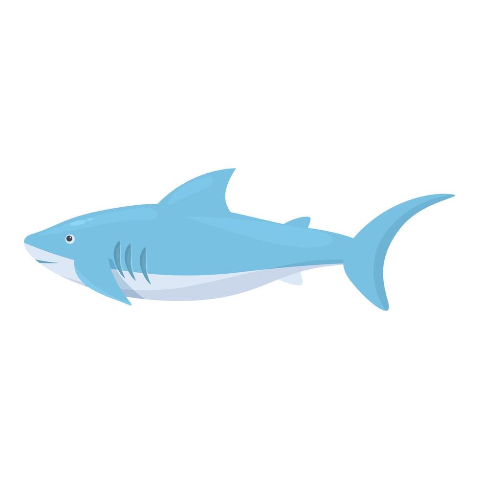 Blue shark swimming underwater in cartoon style vector
