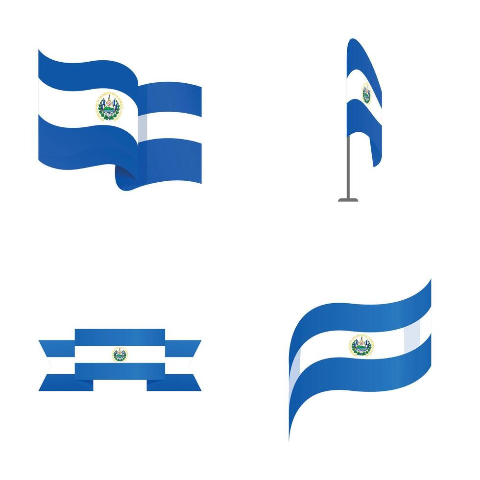 Salvador flag icons set cartoon . National state el salvador flag vector