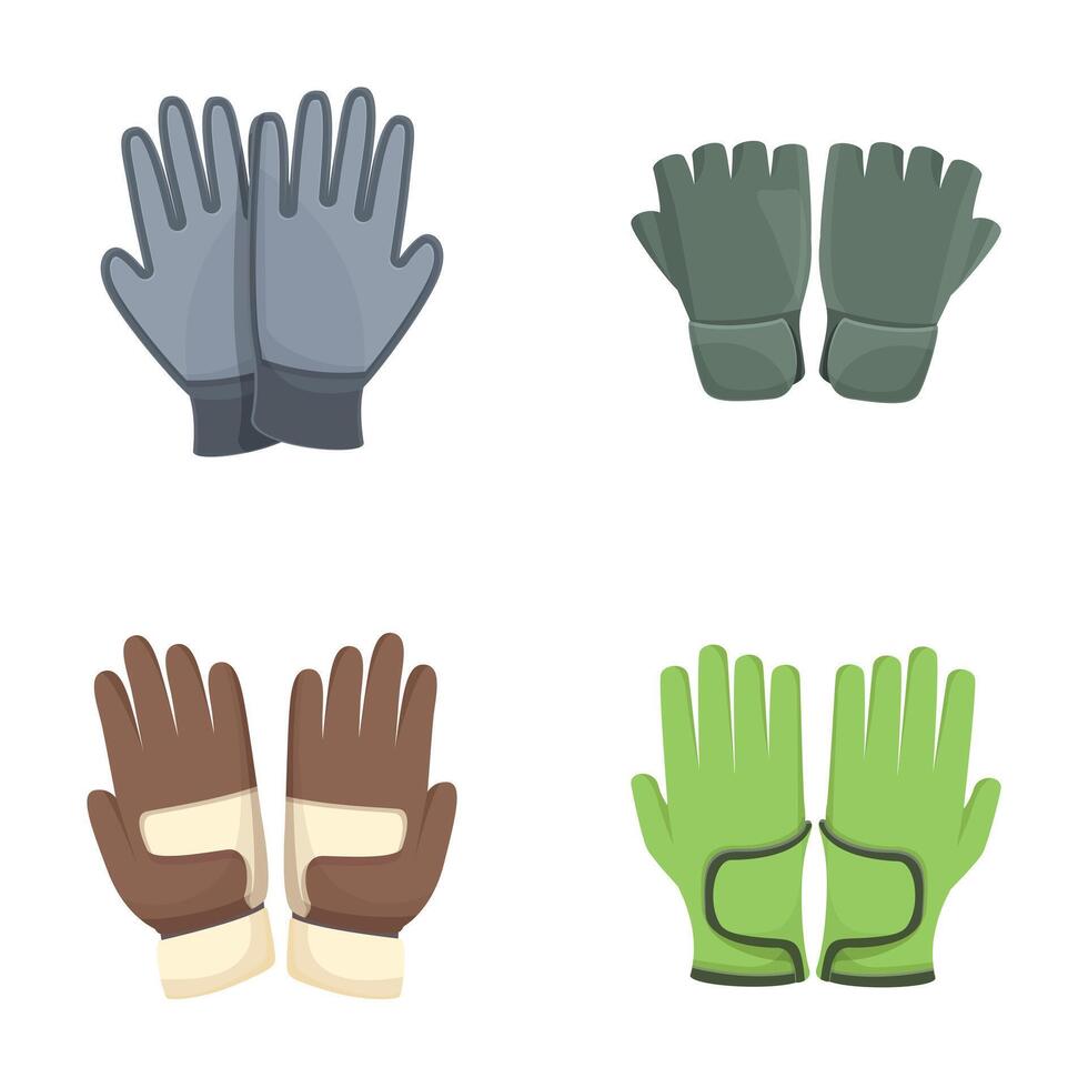 Various glove icons set cartoon . Glove for different sport vector