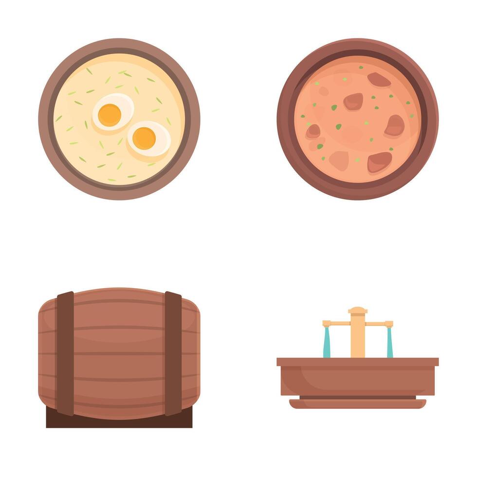 Czech symbol icons set cartoon . Traditional culture of czech republic vector