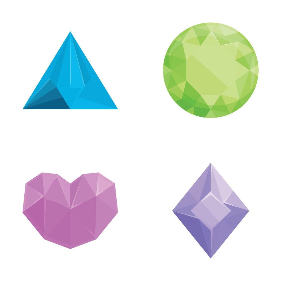 Precious stone icons set cartoon vector. Gem of different shape and color 36481699 Vector Art at Vecteezy