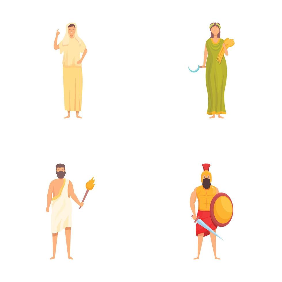 Collection of ancient civilization characters in traditional attire vector