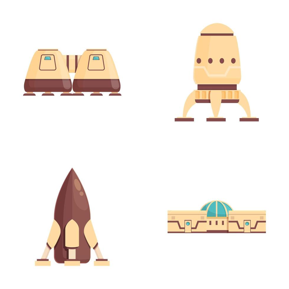 Set of cartoon spacecraft illustrations vector