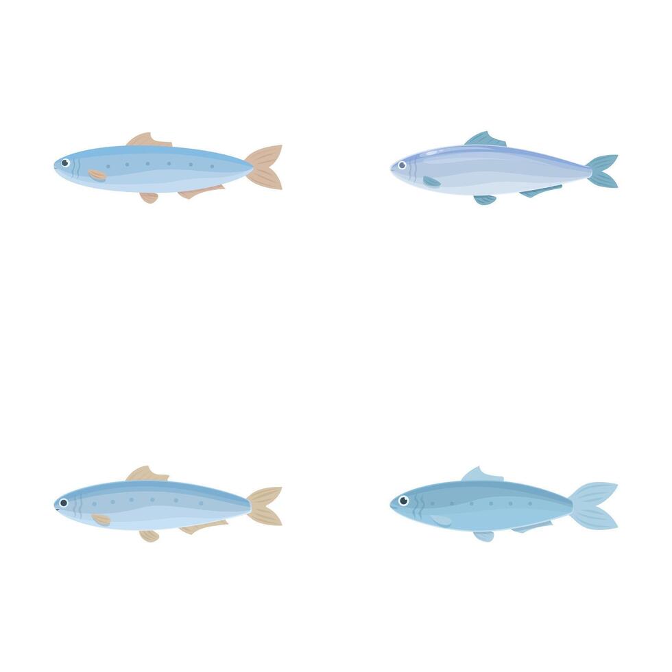 Set of cartoon fish illustrations vector