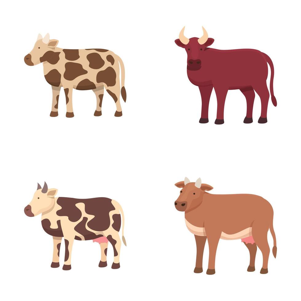 Set of various cartoon cows vector