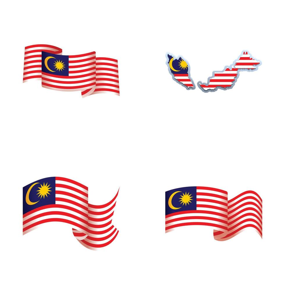 Malaysia flag collection illustrations vector