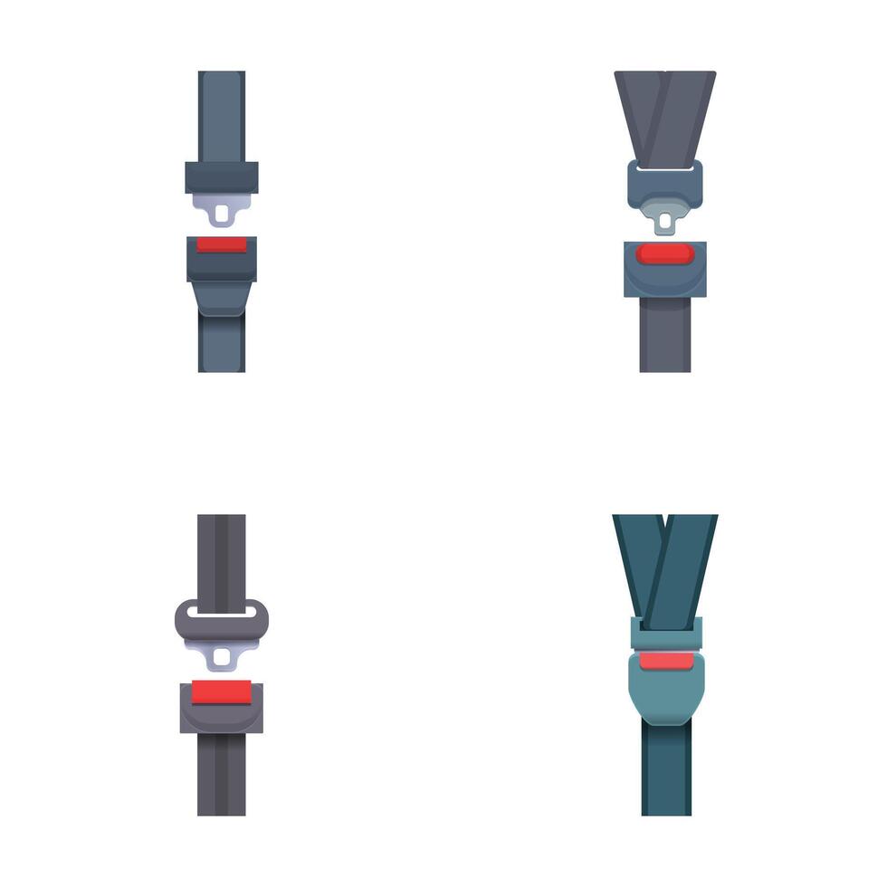 Set of car seat belt icons vector