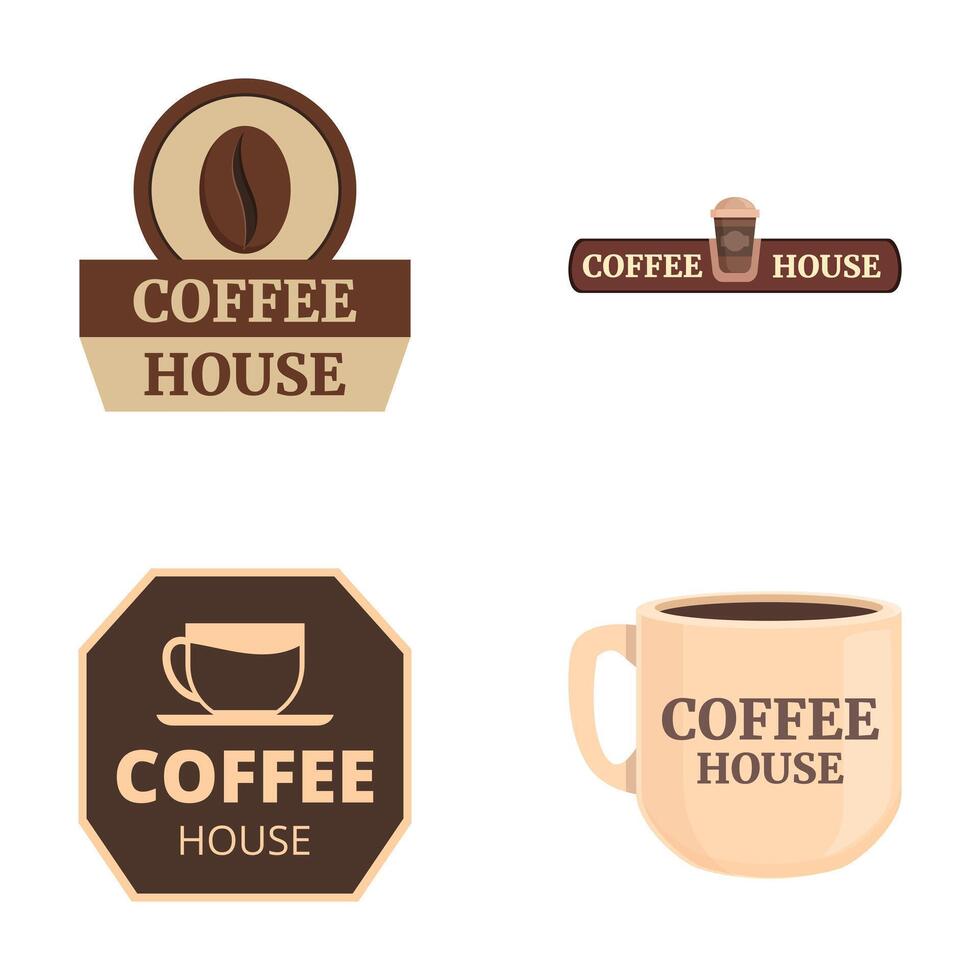 Set of coffee house logo designs vector