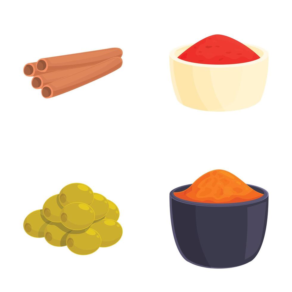 Set of assorted spices illustration vector