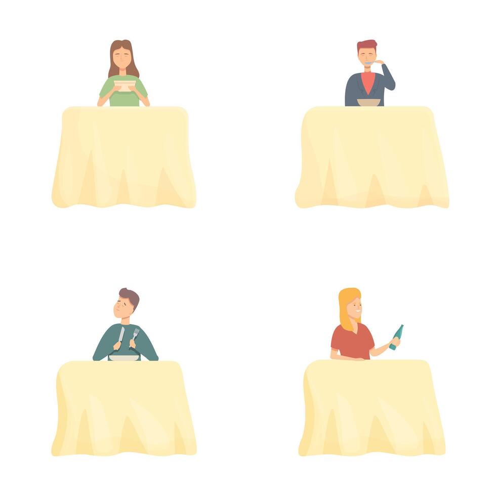 Diverse set of cartoon people working at desks vector