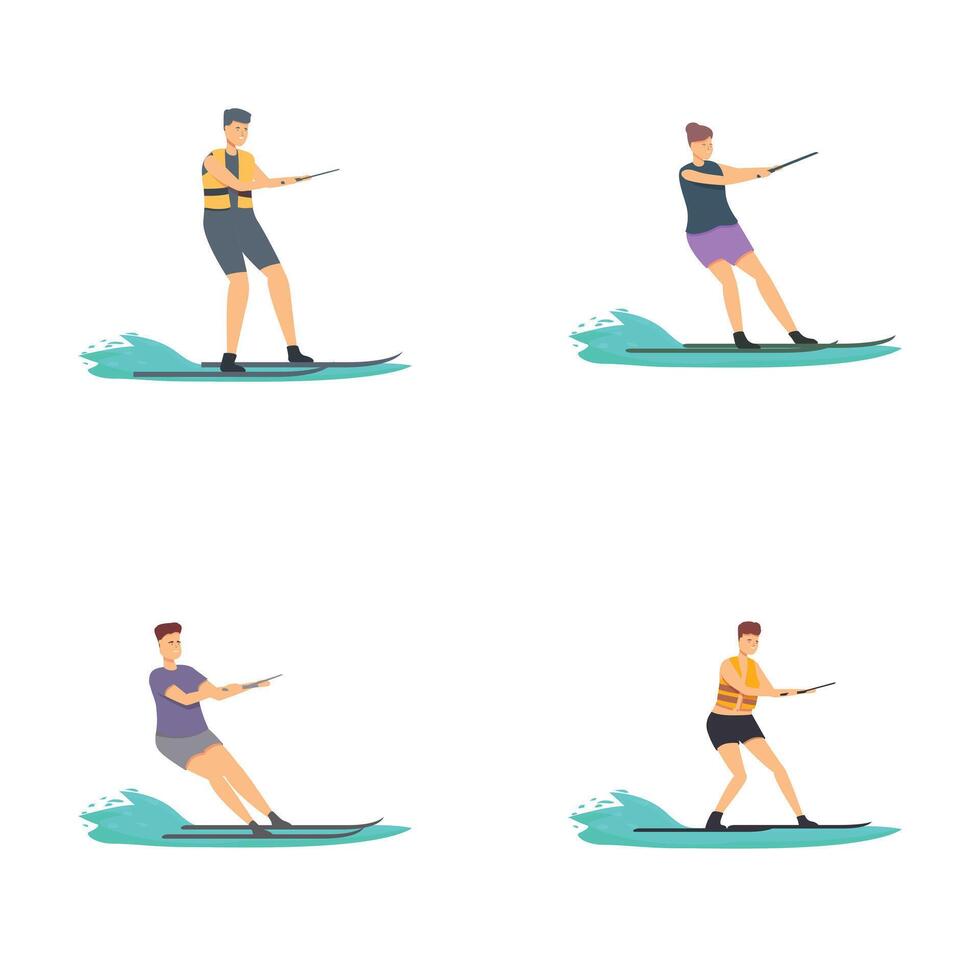 Set of water skiers in action vector