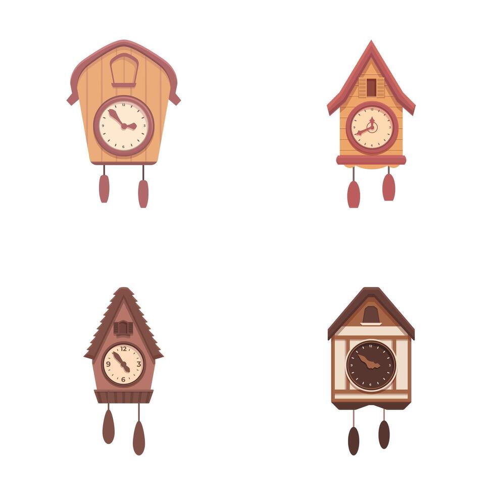 Set of cartoon cuckoo clocks illustration vector