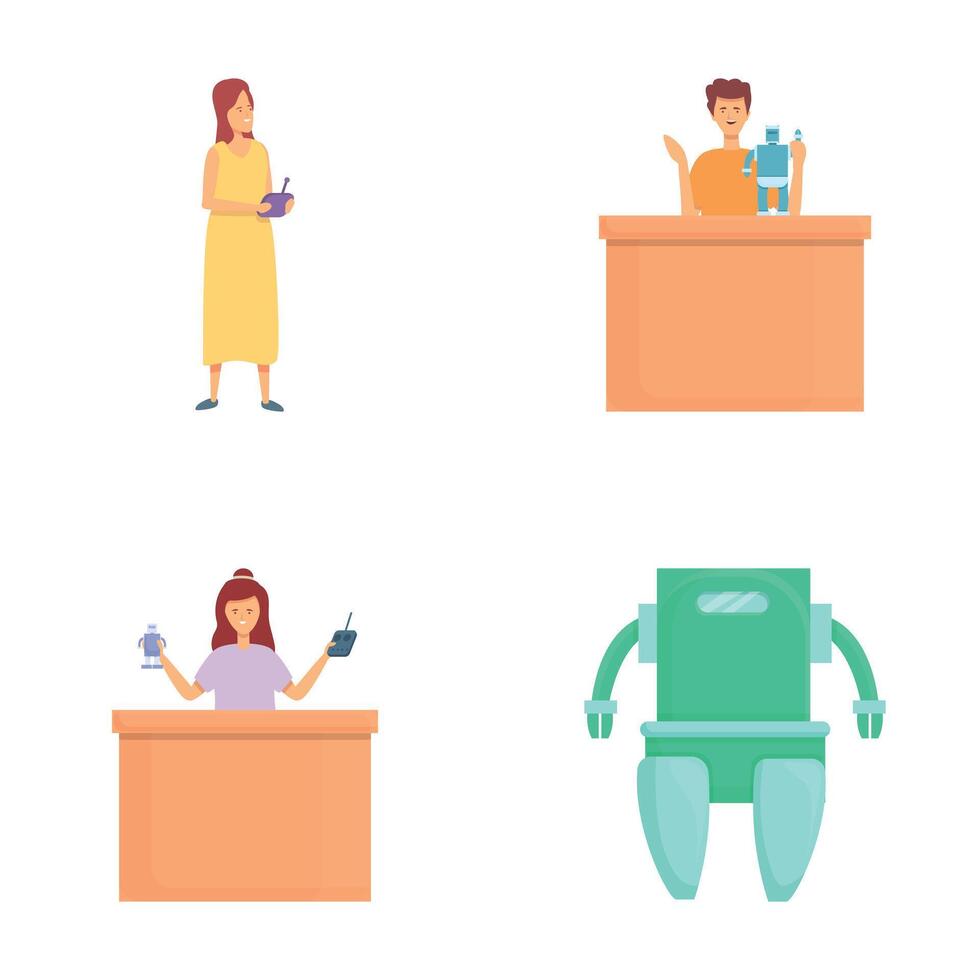 Diverse group of professionals and robot vector