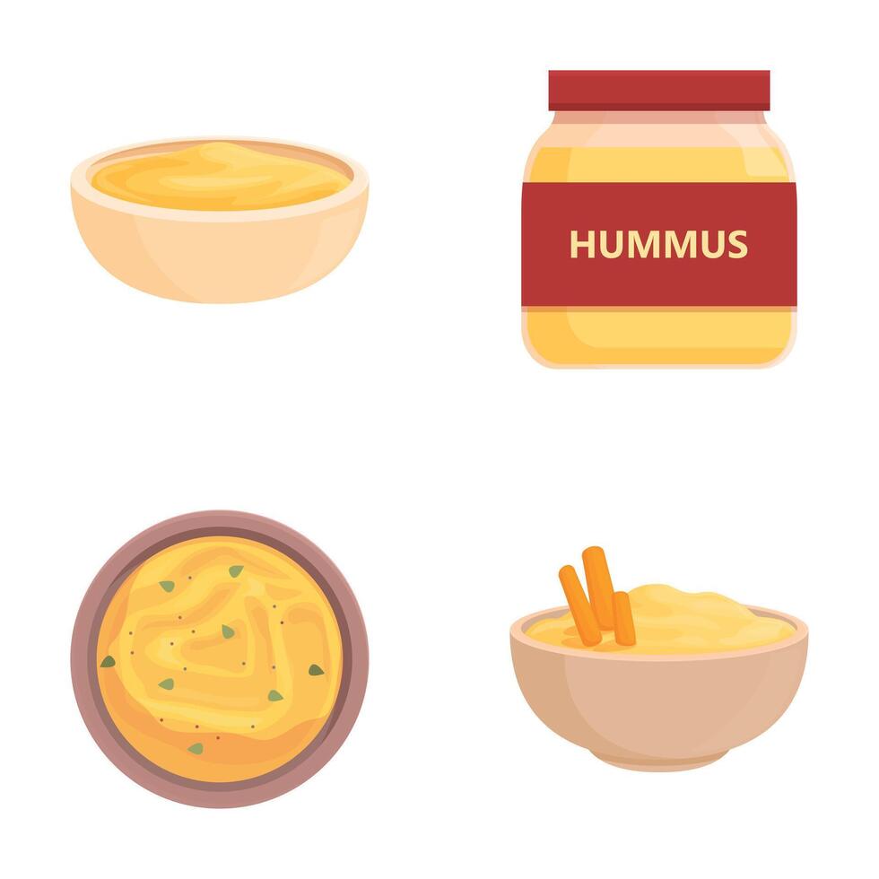 Assorted hummus set illustration vector