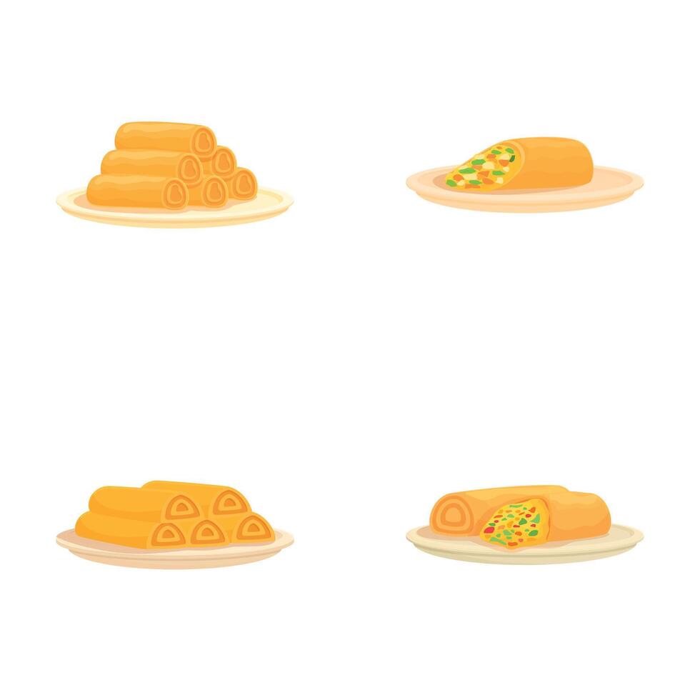 Set of assorted mexican foods on plates vector